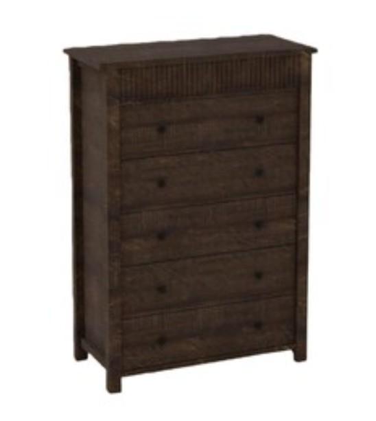 Garvee 5 Drawer Dresser for Bedroom Wooden Chest of Drawers Fluted Storage Organizer for Living Room Hallway Entryway -Walnut