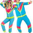 Morph Neon 80s Track Suit Mens 80s Costumes For Men, 1980s Costume For Women, Halloween Costumes For Adults Tracksuits 90s (Small)
