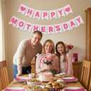 Happy Mother's Day Banner Decorations- Upgraded 3-Layer Felt Mothers Day Decor Sign Banner for Mother's Day Party, Outdoor Celebration, Home Class Office Wall Porch Staircase Decor Pink, No Assembly Required