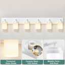 IZORRO Bathroom Light Fixture White, White Glass Shade 46-Inch 6-Light