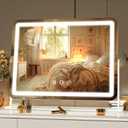 Hasipu Vanity Mirror with Lights, 18" x 13" LED Makeup Mirror, Light up Mirror with 10X Magnification, Smart Touch 3 Colors Dimmable, 360 Rotation (White)