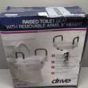 Drive Medical 2-in-1 Raised Toilet Seat with Removable Padded Arms - Elevated Bathroom Safety Support - Secure Locking Attachment - Easy Height Assistance - Durable Construction, Standard Toilets