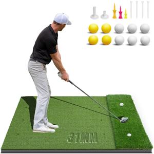 Dual-Turf Golf Mat 31mm: 6x4ft Extra Large Golf Hitting Mats Practice Outdoor Indoor, High-Density Artificial Turf Matt for Garage Simulator Chipping Driving Training, Ideal Gifts for Men Dad