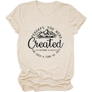 Perhaps You were Created for Such A Time As This Shirt Bible Verse Christian T-Shirt Women Casual Religious Tee Tops, Small