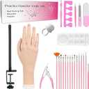 Practice Hand for Acrylic Nails, Flexible Bendable Fake Hand with Adjustable Stand, Nail Training Kit Mannequin Hand for Beginners & Nail Artists (Clamp Stand)