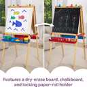 Melissa & Doug Deluxe Wooden Art Easel for Kids with Dry-Erase Board, Chalkboard & Drawing Paper Roller, Folding Double-Sided Toddler Easel, Preschool Learning Toys for Girls & Boys Ages 3+, 47" H x 27" W x 26" L