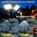 Solar Lamp Post Light, 100 Inch Heavy Duty Solar Pole Lights with Dusk to Dawn, Motion Sensor, Remote, Timer, Waterproof Solar Lights Outdoor for Patio, Yard, Garden, Pathway, Street
