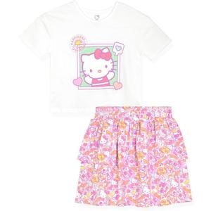 Hello Kitty Girls 2-Piece T-Shirt and Skirt Set (6X, Pink)