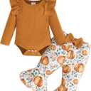 SUNNY PIGGY Newborn Girl Clothes Baby Outfit Infant 0-18 Month Fall Winter Spring Clothing (Ha Brown)
