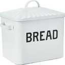 Creative Co-Op Distressed White Bread Box with Lid (White and Black)