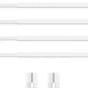 Jetec 4 Pieces Extendable Curtain Rod Cupboard Bars Tensions Adjustable Plastic Curtain Rod with 10 Pieces Self Adhesive Hooks for Home Bathroom Hotel Supply(23.6 to 37.4 Inch, White)