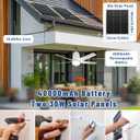 SHUNLEE Solar Outdoor Ceiling Fan Light 31.5'', 60W Solar Powered Portable Gazebo Fan With Remote and Hook, 3000K-6000K LED, 40000mAh Large Hanging Canopy Fan (31.5 inch)