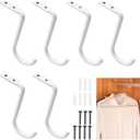 6 Pcs Closet Rod Center Support 1 Inch Heavy Duty Closet Rod Bracket with 14 Pcs Screws Metal Wall Mount Rod Clothes Storage Hanger Wall Mounted Closet Shelf Brackets for Shelf Closet Rod(White)