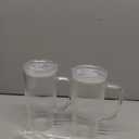 GOSCHE Glass Cups with Lids and Straws, Glass Tumbler with Handle for Iced Coffee, Tea, Juice, Smoothies, 24oz Drinking Cup with Plastic Lid for Hot & Cold Beverages, 2 Pcs