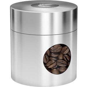 Coffee Gator Mini Coffee Canister- 4oz Borosilicate Glass, Little Container for Beans Grounds Dry Food Storage Kitchen Travel - Silver