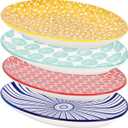 Selamica Serving Platters Ceramic, 12 Inch Serving Dishes for Party Entertaining, Oval Serving Plates for Sandwich, Appetizer, Fruit, Microwave Dishwasher Safe, Set of 4, Assorted Colors