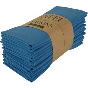 Plain Color Dinner Cloth Napkins, Set of 12 (15.7 x 11.8 Inches), Reusable Cotton Kitchen Table Napkin, for Cocktail Parties, Weddings, Hotel & Home Use (Aegean Blue)
