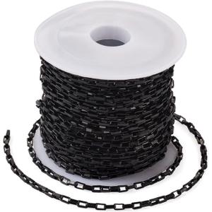 Pandahall 16.4 Feet Stainless Steel Rectangle Jewelry Cable Chains 4x2x1mm Unwelded Venetain Chains Box Chains with Spool for DIY Jewelry Making(Black)