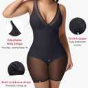 SHAPESHE Womens Shapewear Deep V Neck Bodysuit Tummy Control Slimming Faja Body Shaper Mesh Sheer Outing Outfits (Black, M)