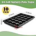 RooTrimmer 24 Cell Nursery Pots Trays 10 Pack (17"x11"x1.6"), Reusable Plastic Plant Pot Tray with Drain Holes, Carrying Seed Starter Tray for Holding 2.8 inch (7CM) Square Nursery Pots (Black)