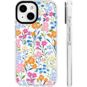 for iPhone 15 Case Clear Colorful Spring Floral Bright Flowers
