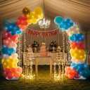 AerWo Lighted Balloon Arch Kit 9.35FT & 6FT, Free Bending Half Balloon Arch Stand with Base, Floor Gold Balloon Arch Frame for Wedding Birthday Party Baby Shower Yard Lawn Home Christmas Decorations