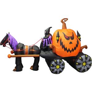 11.5 Foot Long Inflatable Grim Reaper Driving Pumpkin Carriage
