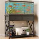 40-50 Gallon Fish Tank StandAquarium Holder with Power Outlet and 2 DrawersHeavy Duty Breeder Turtle Terrarium Stand Suitable for Turtle Tank, Reptile Terrarium, for Home Office (Black)