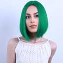 PATTNIUM Green Wig for Women Green Bob Wig Dark Green Wigs Short Straight Bob Middle Part Heat Resistant Synthetic 12 '' Wigs