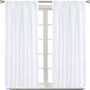 BGment Rod Pocket White Curtains 48 Inches Length for Kitchen Bathroom Window - Privacy Protection Short Window Treatment Drapes for Cafe Bedroom Home Decor, 2 Panels, Pure White, 42 x 48 Inch