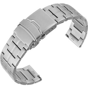 ANNEFIT Stainless Steel Watch Band 18mm 20mm 22mm, Metal Watch Strap with Double Folding Lock Buckle for Men Women