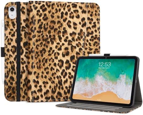 Lokigo Case for Leopard iPad (A16) 11th Generation 11" 2025, iPad 10th Generation 10.9" 2022, Build with Pencil Holder/Hand Strap/Pocket, Shockproof iPadA16 Stand Cover, Auto Wake/Sleep, Brown Cheetah