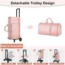 Ytonet Rolling Garment Bags for Travel, Convertible Carry On PU Leather Travel Bag 2.0 Roller Edition, 3 in 1 Suit Garment Duffle Bag with Wheels and Shoe Pouch for Business Wedding Overnight, Pink, Medium to Large