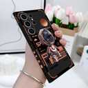 Gencyfu for Samsung Galaxy S24 Ultra Case, Astronaut Pattern Slim Liquid Silicone Anti Slip for Galaxy S24 Ultra Phone Case 6.8 inch, Space Black