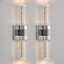 Wall Sconces Set of Two - Crystal Sconces Wall Lighting 14W Dimmable LED Bathroom Vanity Light Fixtures Chrome Bubble Wall Lights for Bathroom Hallway Bedroom Living Room (2 Pack)
