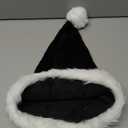 GlyinnHe Christmas Santa Hats for Adults Christmas New Year Party Decorations and Supplies (Black)