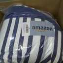 Nautica - Full Comforter Set, 7 Piece Soft Microfiber Bed in a Bag with Bed Sheets and Pillowcases, Lightweight All-Season Comforter, Reversible Stripe Design, Palm Coast Stripe Blue
