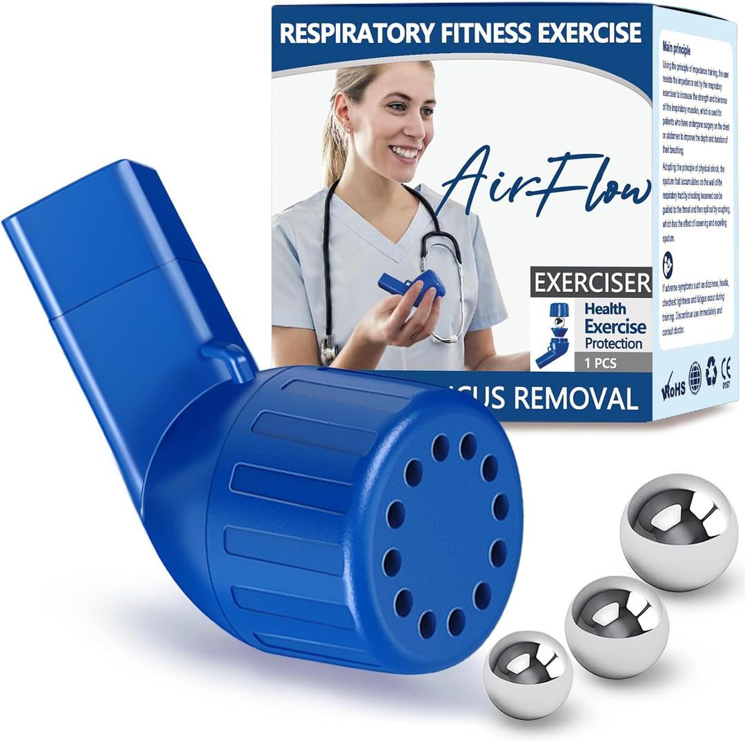 Lung Exerciser, Acapell Flutter Valve Device, Mucus Clearance and Lung Expansion Device, Breathing Trainer for Lung Recovery | Natural Expiratory Exerciser (Dark Blue-e)