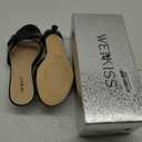 wetkiss Womens Heeled Sandals Open Round Toe Slip on Kitten Heel Mules Low Heel Slide Sandals for Women Cross Strap Backless Mule Flats Comfortable Summer Dress Heels (8, Patent Black)