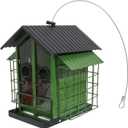 Durability Metal Outdoor Bird Feeders Double Roof Weather Resistant Feeders for Backyard Garden Birdwatching