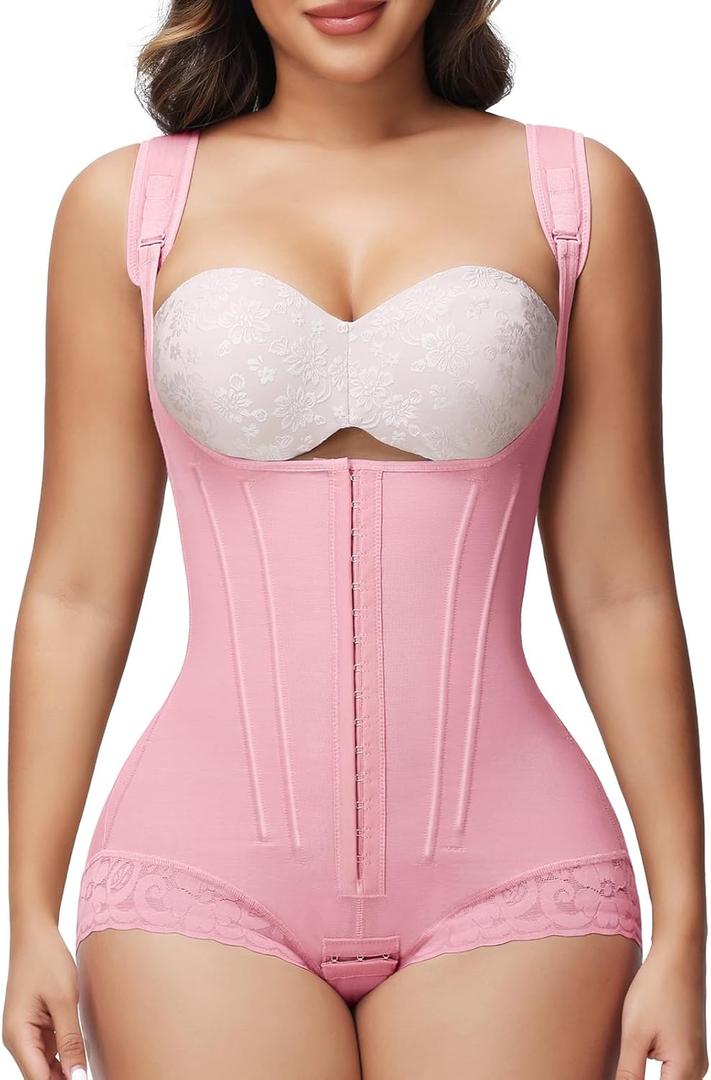 SHAPSHE Fajas Colombianas Moldeadoras Postpartum Stage 2/3 Body Shaper Tummy Control Shapewear for Women with 8 Bones (XX-Large, Pink)