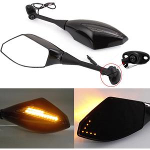 Black Motorcycle Side Rear View Mirrors with Turn Signal for Sport Bike Honda CBR600RR 2003-2011 CBR1000RR 2004-2007(Smooth Black + Smoke Lens)