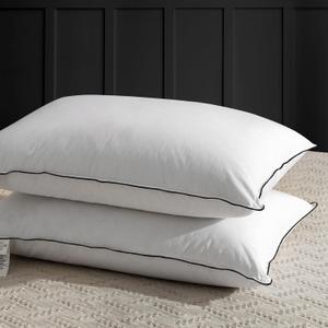 APSMILE Medium Firm Feathers Down Pillow Queen Size Set of 1, Luxury Feathers Pillow for Sleeping, 100% Organic Cotton Cover Hotel Bed Pillow for Side Sleeper (White, 20"x30")