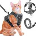Cat Harness and Leash for Walking Soft Cat Harness Escape Proof, Adjustable Kitten Harness Cat Leash Reflective Strips Jacket, Breathable Cat Vest Harness Set for Kitten Easy to Wear Outdoor Walking (X-Large, Grey)