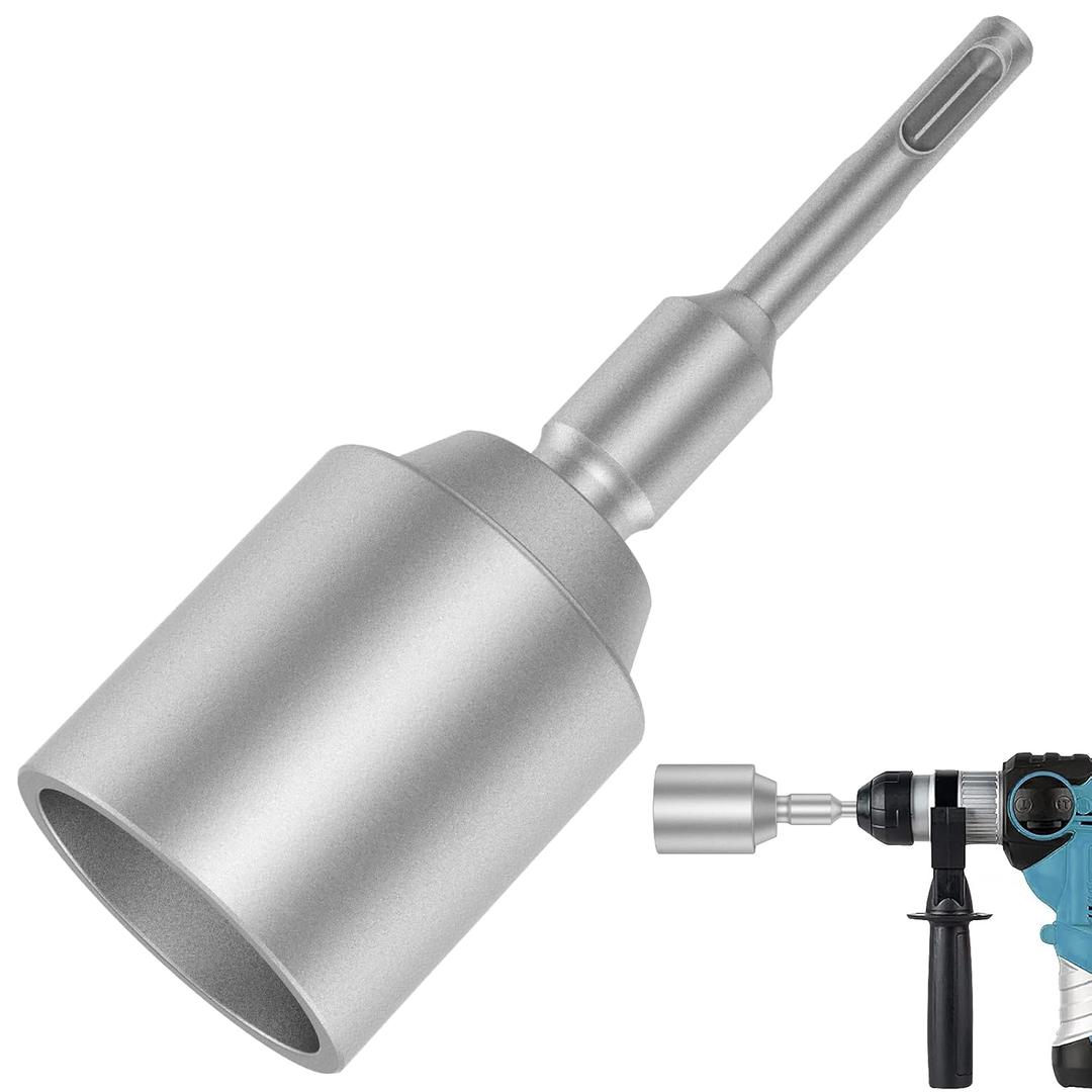 SDS Plus T-Post Ground Rod Driver, 30/45/65mm Forged Steel Drill Bit Driver, Heavy Duty Hammer Drill Rod Converter, Save Time Ground Rod Driver Tool for Rotary Hammer Drill Ground Rods (1.77inch)