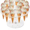 Ice Cream Cone Holder, Clear 16 Holes Food Stand,Acrylic Waffle Cone Display Stand,Hand Roll Sushi Popcorn stand Rack for Kids Party Birthday Wedding Decoration