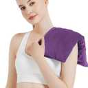 Microwavable Heating Pad with Washable Cover, 8 x 18 Microwave Heating Pad for Neck and Shoulders, Moist Heat Bean Bag Warm Compress for Knee, Joints, Wrist, Abdomen (Dark Purple)