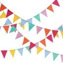HESTYA 42 Pieces Colorful Pennant Banner Flag Multicolor Bunting String Triangle Banner Pennants for Birthdays Classroom School Carnival Garland Outdoor Events Party Hanging Decorations(Pastel)