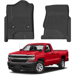 Mixsuper Floor mat for Various 2014-2020 Chevrolet Silverado, GMC Sierra, Cadillac Escalade & ESV, Yukon & XL, Suburban, Tahoe (See Description),TPE Floor Liners for Car Accessories,Anti-Slip,Black