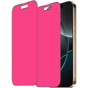 2 Piece Privacy Tempered Glass for iPhone 16 Pro 6.3 inch Anti-blue Anti-Spy Screen Protector Mirror Gradient Colorful